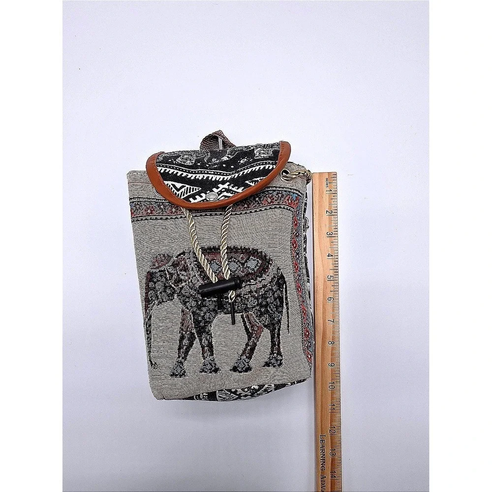 Boho Elephant Tapestry Drawstring Backpack Mini Bag‎